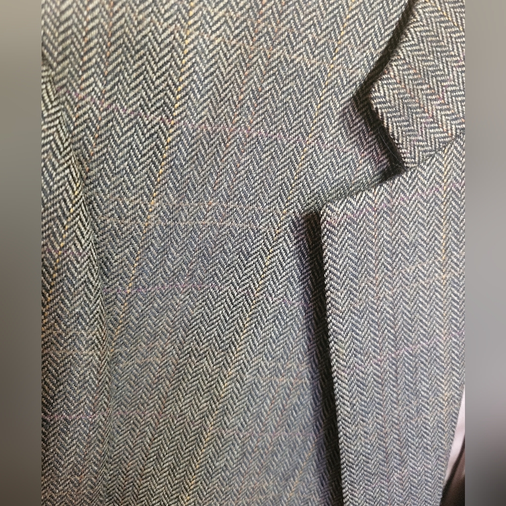 Lauren Ralph Lauren Herringbone Tweed Brown 100% Lambs Wool Mens Suit Blazer 40L - Picture 8 of 12